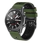 For Samsung Galaxy Watch3 45mm 22mm Perforated Two-Color Silicone Watch Band(Army Green+Black) - 1