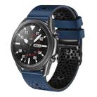 For Samsung Galaxy Watch3 45mm 22mm Perforated Two-Color Silicone Watch Band(Midnight Blue+Black) - 1