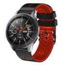 For Samsung Galaxy Watch 46mm 22mm Perforated Two-Color Silicone Watch Band(Black+Red) - 1