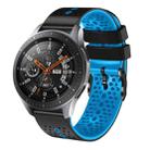 For Samsung Galaxy Watch 46mm 22mm Perforated Two-Color Silicone Watch Band(Black+Blue) - 1
