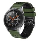 For Samsung Galaxy Watch 46mm 22mm Perforated Two-Color Silicone Watch Band(Army Green+Black) - 1