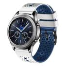 For Samsung Gear S3 Classic 22mm Perforated Two-Color Silicone Watch Band(White+Blue) - 1