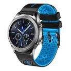 For Samsung Gear S3 Classic 22mm Perforated Two-Color Silicone Watch Band(Black+Blue) - 1