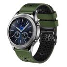 For Samsung Gear S3 Classic 22mm Perforated Two-Color Silicone Watch Band(Army Green+Black) - 1