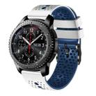 For Samsung Gear S3 Frontier 22mm Perforated Two-Color Silicone Watch Band(White+Blue) - 1