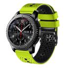 For Samsung Gear S3 Frontier 22mm Perforated Two-Color Silicone Watch Band(Lime+Black) - 1