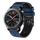 For Samsung Gear S3 Frontier 22mm Perforated Two-Color Silicone Watch Band(Midnight Blue+Black) - 1