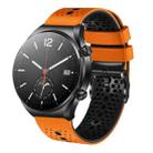 For Xiaomi MI Watch S1 22mm Perforated Two-Color Silicone Watch Band(Orange+Black) - 1