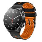For Xiaomi MI Watch S1 22mm Perforated Two-Color Silicone Watch Band(Black+Orange) - 1