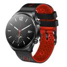 For Xiaomi MI Watch S1 22mm Perforated Two-Color Silicone Watch Band(Black+Red) - 1