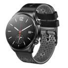 For Xiaomi MI Watch S1 22mm Perforated Two-Color Silicone Watch Band(Black+Grey) - 1