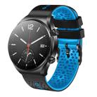 For Xiaomi MI Watch S1 22mm Perforated Two-Color Silicone Watch Band(Black+Blue) - 1