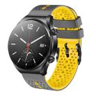 For Xiaomi MI Watch S1 22mm Perforated Two-Color Silicone Watch Band(Grey+Yellow) - 1