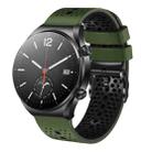 For Xiaomi MI Watch S1 22mm Perforated Two-Color Silicone Watch Band(Army Green+Black) - 1