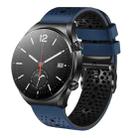 For Xiaomi MI Watch S1 22mm Perforated Two-Color Silicone Watch Band(Midnight Blue+Black) - 1