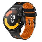 For Xiaomi MI Watch S1 Active 22mm Perforated Two-Color Silicone Watch Band(Black+Orange) - 1