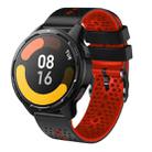 For Xiaomi MI Watch S1 Active 22mm Perforated Two-Color Silicone Watch Band(Black+Red) - 1