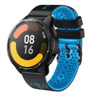 For Xiaomi MI Watch S1 Active 22mm Perforated Two-Color Silicone Watch Band(Black+Blue) - 1