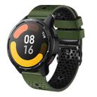 For Xiaomi MI Watch S1 Active 22mm Perforated Two-Color Silicone Watch Band(Army Green+Black) - 1