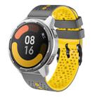 For Xiaomi MI Watch Color 2 22mm Perforated Two-Color Silicone Watch Band(Grey+Yellow) - 1