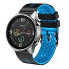 For Xiaomi MI Watch Color 22mm Perforated Two-Color Silicone Watch Band(Black+Blue) - 1