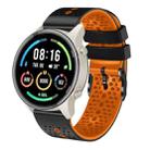 For Xiaomi MI Watch Sport 22mm Perforated Two-Color Silicone Watch Band(Black+Orange) - 1