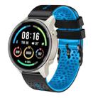 For Xiaomi MI Watch Sport 22mm Perforated Two-Color Silicone Watch Band(Black+Blue) - 1