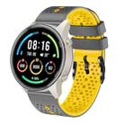 For Xiaomi MI Watch Sport 22mm Perforated Two-Color Silicone Watch Band(Grey+Yellow) - 1