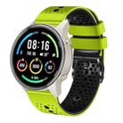 For Xiaomi MI Watch Sport 22mm Perforated Two-Color Silicone Watch Band(Lime+Black) - 1