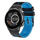 For Xiaomi Haylou RT2 LS10 22mm Perforated Two-Color Silicone Watch Band(Black+Blue) - 1