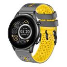 For Xiaomi Haylou RT2 LS10 22mm Perforated Two-Color Silicone Watch Band(Grey+Yellow) - 1