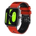 For Xiaomi Haylou RS4 LS12 22mm Perforated Two-Color Silicone Watch Band(Red+Black) - 1