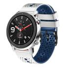 For Amazfit GTR 4 22mm Perforated Two-Color Silicone Watch Band(White+Blue) - 1