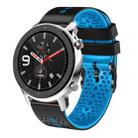 For Amazfit GTR 4 22mm Perforated Two-Color Silicone Watch Band(Black+Blue) - 1