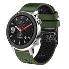 For Amazfit GTR 4 22mm Perforated Two-Color Silicone Watch Band(Army Green+Black) - 1