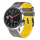 For Amazfit GTR 4 Pro 22mm Perforated Two-Color Silicone Watch Band(Grey+Yellow) - 1