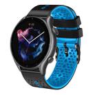 For Amazfit GTR 3 22mm Perforated Two-Color Silicone Watch Band(Black+Blue) - 1