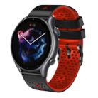 For Amazfit GTR 3 Pro 22mm Perforated Two-Color Silicone Watch Band(Black+Red) - 1