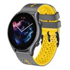 For Amazfit GTR 3 Pro 22mm Perforated Two-Color Silicone Watch Band(Grey+Yellow) - 1