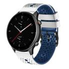 For Amazfit GTR 2e 22mm Perforated Two-Color Silicone Watch Band(White+Blue) - 1