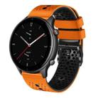 For Amazfit GTR 2e 22mm Perforated Two-Color Silicone Watch Band(Orange+Black) - 1