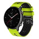 For Amazfit GTR 2e 22mm Perforated Two-Color Silicone Watch Band(Lime+Black) - 1