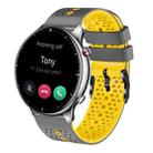 For Amazfit GTR 2 22mm Perforated Two-Color Silicone Watch Band(Grey+Yellow) - 1