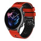 For Amazfit 3 22mm Perforated Two-Color Silicone Watch Band(Red+Black) - 1