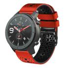 For Amazfit GTR 47mm 22mm Perforated Two-Color Silicone Watch Band(Red+Black) - 1