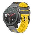 For Amazfit GTR 47mm 22mm Perforated Two-Color Silicone Watch Band(Grey+Yellow) - 1