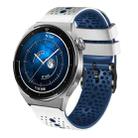 For Huawei Watch GT3 Pro 46mm 22mm Perforated Two-Color Silicone Watch Band(White+Blue) - 1