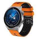 For Huawei Watch GT3 Pro 46mm 22mm Perforated Two-Color Silicone Watch Band(Orange+Black) - 1