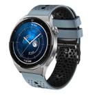 For Huawei Watch GT3 Pro 46mm 22mm Perforated Two-Color Silicone Watch Band(Blue+Grey) - 1