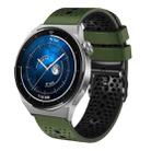 For Huawei Watch GT3 Pro 46mm 22mm Perforated Two-Color Silicone Watch Band(Army Green+Black) - 1